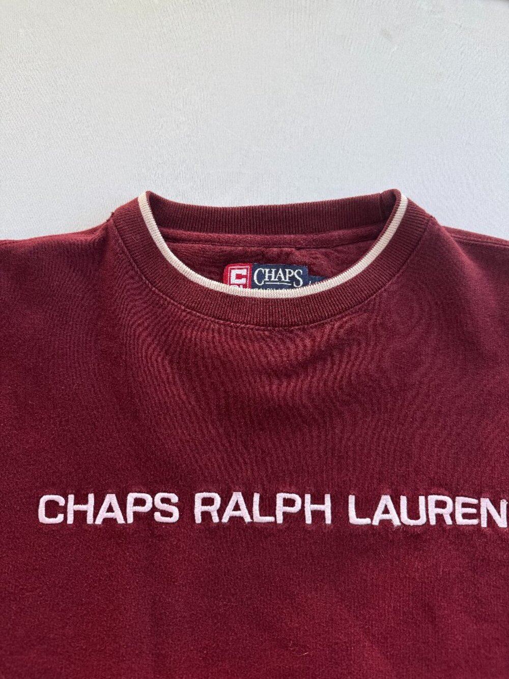 Vintage 90s Chaps Ralph Lauren Embroidered Spell-Out Crewneck Sweatshirt - Large